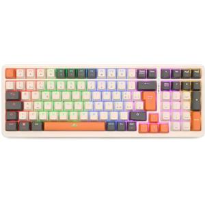 Rii Gaming RK909 - Tastiera meccanica silenziosa con tripla connessione (Wireless + Bluetooth + USB), batteria ricaricabile, retroilluminazione RGB, anti-ghosting, tasti smontabili, cover magnetica