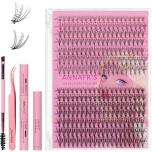 ANNAFRIS Ciglia Finte Ciuffetti Kit 10D+20D Ciglia Finte Naturali D Curl 8-18mm DIY Extension Ciglia Fai da te Cluster Lashes(10D+20D)