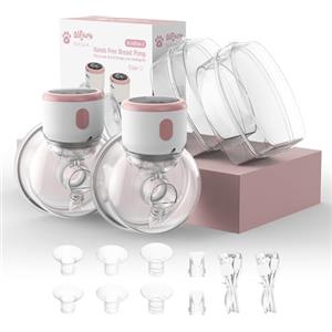 Olfjurk Tiralatte Elettrico Indossabile Mani Libere, 4 Modalità e 9 Livelli, Display LCD, Design Anti-perdite, Silenzioso, Flangia da 24 mm, Inserto da 17/19/21 mm, 2 Pezzi