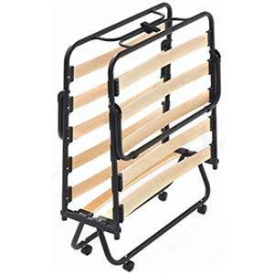 EVERGREENWEB MATERASSI & BEDS Evergreenweb - Brandina Pieghevole 80x190 Letto Salvaspazio Apribile, Rete Singola a Doghe in Legno Naturale Ortopedica 4 Ruote ANTIGRAFFIO Smontabili Struttura in Ferro Rinforzata per tutti Materassi