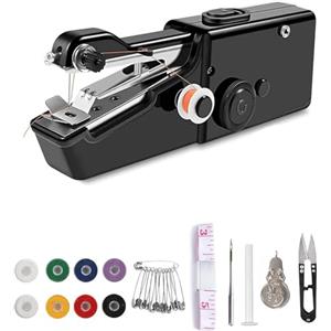 GIUSOBG Macchina da Cucire Portatile a Mano, Macchina Per Cucire Professionale Mini Handheld Sewing Machine per Principianti, Macchine da Cucire Elettriche con kit da Cucito per fai Da Te