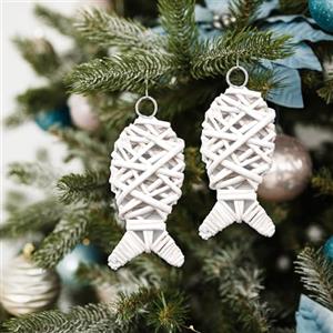 Leddy Living Wicker Rattan Balls Palline di Vimini in Rattan Wedding Party Decorazioni Natalizie Palle di Albero di Natale, Matrimonio, Feste, Compleanno (2x PESCE M)