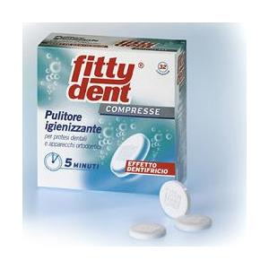 FittyDent Compresse Pulenti Effervescenti - 32 Compresse per Pulizia Protesi Dentali con Azione Rapida contro Placca e Cattivi Odori