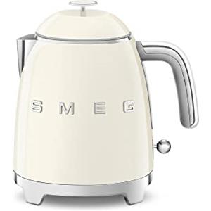 Smeg, Bollitore Elettrico Piccolo KLF05CREU 0,8 L, Filtro Acciaio Inox, Autospegnimento di Sicurezza, Indicatore Livello Acqua, Base Antiscivolo e Avvolgicavo Integrato, Potenza 1400W, Panna