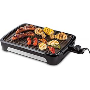 George Foreman Barbecue Elettrico da Tavolo - Smokeless - 80% di fumo in meno - Griglia da tavolo; Lavabile in lavastoviglie, Vassoio per Grasso; Opzione di Conservazione Verticale,25850-56