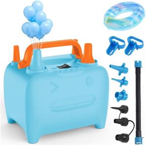 OWill Pompa Elettrica,600W Pompa per palloncini con 6 ugelli d'aria,può essere rapida per Gonfiare e Sgonfiare,Pompa elettrica portatile per materasso gonfiabile,materassino campeggio,piscina gonfiabile blu