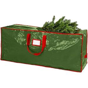 Treer Custodia Porta Albero di Natale, Custodia Albero di Natale 240cm, Sacca per Albero di Natale in PE Impermeabile, Borsa Porta Albero di Natale con Cerniera e Manici (Verde,122x38x50cm)