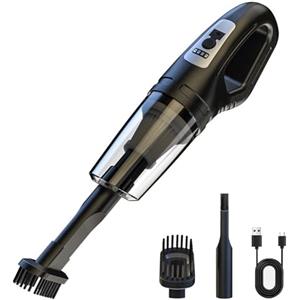 Homirty Aspirabriciole Senza Fili, 2 in 1 5000PA Aspirapolvere Portatile Mini ,USB Auto Aspirapolvere Alta Potenza Aspirazione, con Filtraggio HEPA,Pulizia per Capelli, Auto, Casa, Ufficio, Cucina -Nero