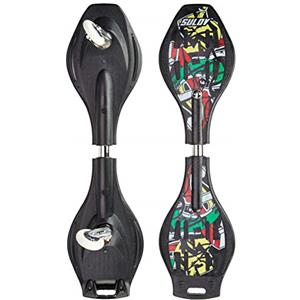SULOV Unisex-Youth snakeboard-5 Dream Wave Board, Colore Nero/Giallo, Taglia Unica
