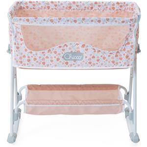 Chicco Culla Next to Me per Bambole - Culla Giocattolo Regolabile in Altezza, Struttura in Metallo, Modalità Dondolo o Fissa, per Bambini da 3 Anni