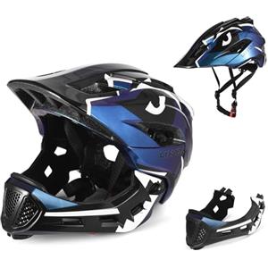Lixada Casco Integrale per Bambini con Mento Staccabile - Bicicletta MTB BMX, Skateboard, Scooter - Casco Sportivo (Blu-nero)