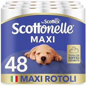 Scottex Scottonelle Carta Igienica, Morbida e Resistente, Dermatologicamente testata, 48 Rotoli Maxi