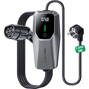 VDLPOWEREU Colonnina Ricarica Auto Elettrica, 3.6KW 8M Cavo Ricarica Auto Elettrica Tipo 2, Wall Caricabatterie EV Box, 8-16A con Spina Schuko EU,Terminale di Ricarica Monofase IP65 (IEC 62196-2)