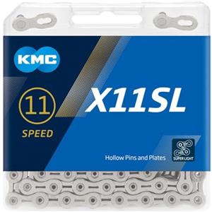 KMC X11sl - Catena Unisex Adulto Silver 118 Link, Compatibile con Shimano, Campagnolo e SRAM a 11 Velocità