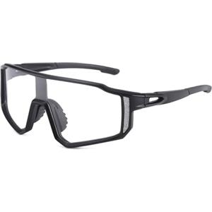 Long Keeper Occhiali da Ciclismo Fotocromatici Occhiali da Sole Sportivi Corsa Running MTB Trekking Leggeri per Donna Uomo Occhiali Bici Trasparenti Anti-UV400 (Nero)
