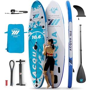 YM SUP Gonfiabile Premium 10'6 (cm 320x82x15) 304 Litri, Max 145 Kg, Tecnologia 3D Drop Stitch HD + STL-Fusion, Anelli, Zaino, Leash e Accessori Inclusi, Marchio ITALIA, Stand Up Paddle BIANCO