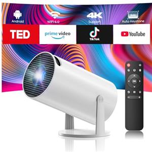 CAMWORLD Mini Proiettore 4K con WiFi 6 BT 5.0,Videoproiettore Supporta Android 11, Auto Keystone Rotabile 220° Proiettore Portatile Compatibile con HDMI/USB/TV Stick/PS/Laptop