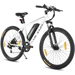 HH HILAND Hiland Bici elettrica Bianco da 26 pollici con motore da 250 W, batteria da 36 V e 7,8 Ah, Batteria rimovibile，sospensione anteriore，cambio a 7 velocità con freni a disco