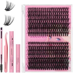 ANNAFRIS Ciglia Finte Ciuffetti Kit 50D+60D Ciglia Finte Naturali D Curl 8-18mm DIY Extension Ciglia Fai da te Cluster Lashes(50D+60D)