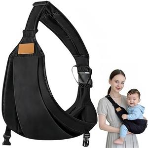 oooaooo Marsupio laterale, per neonato, nero, per neonati, per neonati, leggero, portatile, adatto per bambini sotto i 20 kg