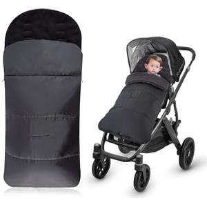 ooolll Coprigambe per passeggino, sacco nanna invernale con cerniere laterali regolabili, sacco nanna impermeabile, morbido sacco invernale per la maggior parte dei passeggini (nero)