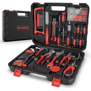 Sundpey Cassetta Attrezzi Completa 148-PCS Set Attrezzi Lavoro - Fai da te Meccanica Strumenti - Valigia Utensili Portatile Sundpey con Cacciaviti Cricchetto Pinze Riparazioni Quotidiane Casa Ufficio Rosso