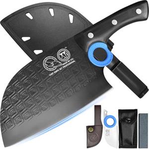 XYJ Autentico dal 1986, coltello da macellaio serbo con fodero, coltello da chef con verdure, manico in legno con fodero, per il campeggio all'aperto