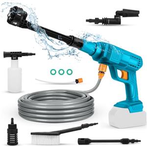 ConBlom Idropulitrice senza fili per batteria Makita da 18 V, pistola mobile ad alta pressione da 40 bar, con angoli regolabili, ugello 6 in 1, tubo da 5 m, per auto, casa, prato, giardino (senza batteria)