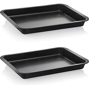 Grizzly, 2 Pirofile grandi e piatte con rivestimento antiaderente e bordo con manico, possono essere usate anche come teglia per lasagne, arrosto o tortiera