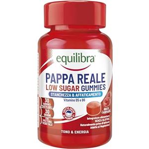 Equilibra, Pappa Reale in Gummies Low Sugar, per Vegetariani, Integratore Stanchezza, Energia e Sistema Immunitario, Pappa Reale Bambini 6+, a Base di Pectina, Senza Glutine, Gusto Lampone, 30 Gummies