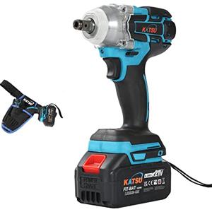 KATSU Tools KATSU FIT-BAT 21V Avvitatore a Impulsi a Batteria Brushless con 4.0Ah Batteria, 1/2 400Nm Avvitatori a Massa Battente Senza Fili con 2 Adattatori 102488