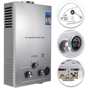 SHENGJINSH Scaldabagno a Gas GPL con Modalità Inverno ed Estate,Caldaia a Gas da 36KW a Parete senza Serbatoio Scaldacqua Istantaneo,Scaldabagno Gas di Petrolio Liquefatto,Uscita Dell'acqua Calda 18L/min (18L)