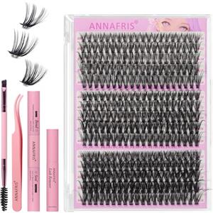 ANNAFRIS Ciglia Finte Ciuffetti Kit 30D+40D+50D Ciglia Finte Naturali D Curl 10-18mm DIY Extension Ciglia Fai da te Cluster Lashes(30D+40D+50D)