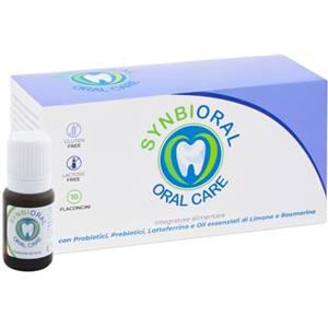 Ntp Biotech - Integratore alimentare Synbioral Benessere del cavo orale, alitosi, gengiviti, intestino - Probiotici, Prebiotici, Lattoferrina e Oli Essenziali limone e rosmarino - 10 Flaconcini