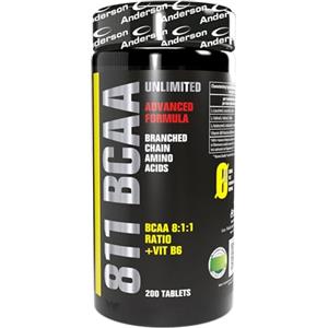 Anderson Professional Sport Supplements Anderson 811 BCAA UNLIMITED È un integratore di aminoacidi ramificati in rapporto 8:1:1 combinati con Vitamina B6 | 200 cpr | Made in Italy
