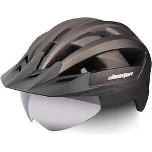Shinmax Casco Bici Strada Sicurezza Stradale CPSC Casco da Arrampicata Standard/Regolabile Sicurezza e Visiera Rimovibile e Occhiali da Montagna magnetici per Uomini e Donne Adulti