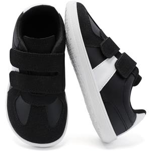 Mioceko Scarpe Bambino Punta Larga Scarpe Primi Passi Bambina Leggere Barefoot Shoes Antiscivolo Sneakers Casual Trail Nero Bianco 24 EU