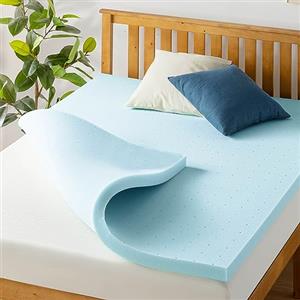 Best Price Mattress Coprimaterasso in memory foam ventilato, 5 cm, infusione di gel rinfrescante, king size, blu
