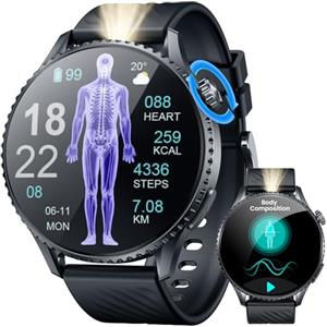 idomars Orologio Smartwatch Uomo Cardiofrequenzimetro Orologi: 1.56" AMOLED Intelligenti Watch con ECG HRV Sonno ????li???????????????????? Pressione Sanguigna SOS Pulsante Torcia LED Sportive Compatibile iOS e Android