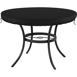 Delixike Tovaglia da giardino rotonda, impermeabile, per tavolo da giardino, per esterni, tavolo rotondo, in tessuto Oxford 600D, antivento, 94 cm, colore: nero…