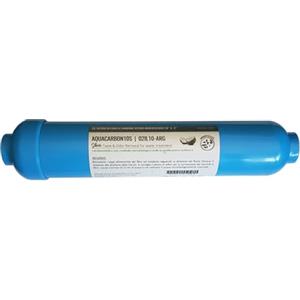 AQUATECNICA AcquaHOME® Filtro in linea T-33 AQUACARBONS batteriostatico da 10 GAC carbone attivo argentizzato - 2x10 con attacchi da 1/4 FPT - Ricambio universale per osmosi inversa e depuratori d'acqua