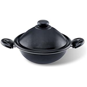 Pensofal, Padella wok, Serie BioStone®, VapSì Wok, Alluminio con rivestimento antiaderente, Diametro 24 cm, Maniglie in bakelite, Adatta All'induzione, Effetto Pietra, Nero