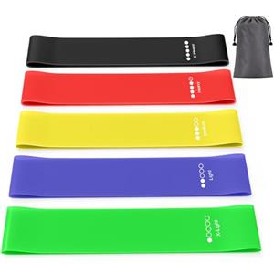 YLK 【5 Pezzi】YLK Elastici Fitness, Set di Fasce Bande Elastiche Fitness con 5 Diversi Livelli di Resistenza, Elastici Palestra per Crossfit, Yoga, Pilates con Borse Portaoggetti (APack)