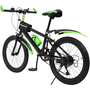 Tagowao Bicicletta per bambini da 20 pollici, 7 velocità, mountain bike per bambini, bicicletta regolabile per mountain bike, per ragazzi, ragazze e bambini, verde