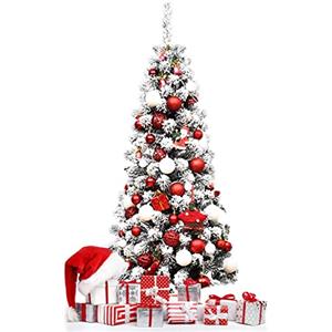 RELAX4LIFE Albero di Natale Innevato 180 cm, Albero di Natale Artificiale Slim con 500 Rami Realistici e Folti e Base Pieghevole di Metallo, Apertura a Ombrello (180 cm)