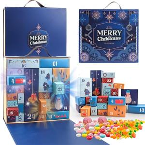 Szhhrxi Riutilizzabili Calendario Avvento Scatole 2024, Fai Da Te Scatole Regalo Natalizie, Calendario Dell'Avvento Da Riempire, 24 Scatole Colorate Per Installazione e Riempimento (Lanse)