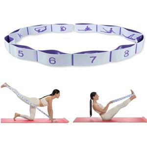 COYUN 1 Pcs Elastico Fasce di Resistenza, Elastici Fitness Yoga Stretching Band con 10 Loops, Elastico Numerato Ginnastica Ritmica, Yoga Stretching Band, Fasce Elastiche Fitness per Yoga Pilates