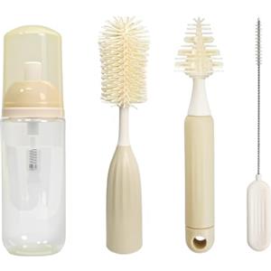 Godneei Spazzola Biberon, Set 4-in-1 Lava Biberon in Silicone per Biberon, Capezzoli E Tiralatte Pulizia 360°, Con Custodie