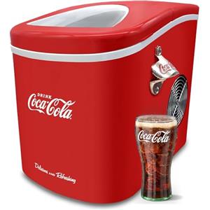 Salco Macchina per cubetti di ghiaccio Coca-Cola SEB-14CC, rossa, cubetti di ghiaccio in 8-13 minuti, con apribottiglie COCA-COLA