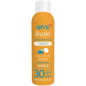 Arval Il Sole Mousse Protettiva Viso Corpo 200ml SPF30 - Consistenza Soffice e Cremosa con Attivi Antiossidanti